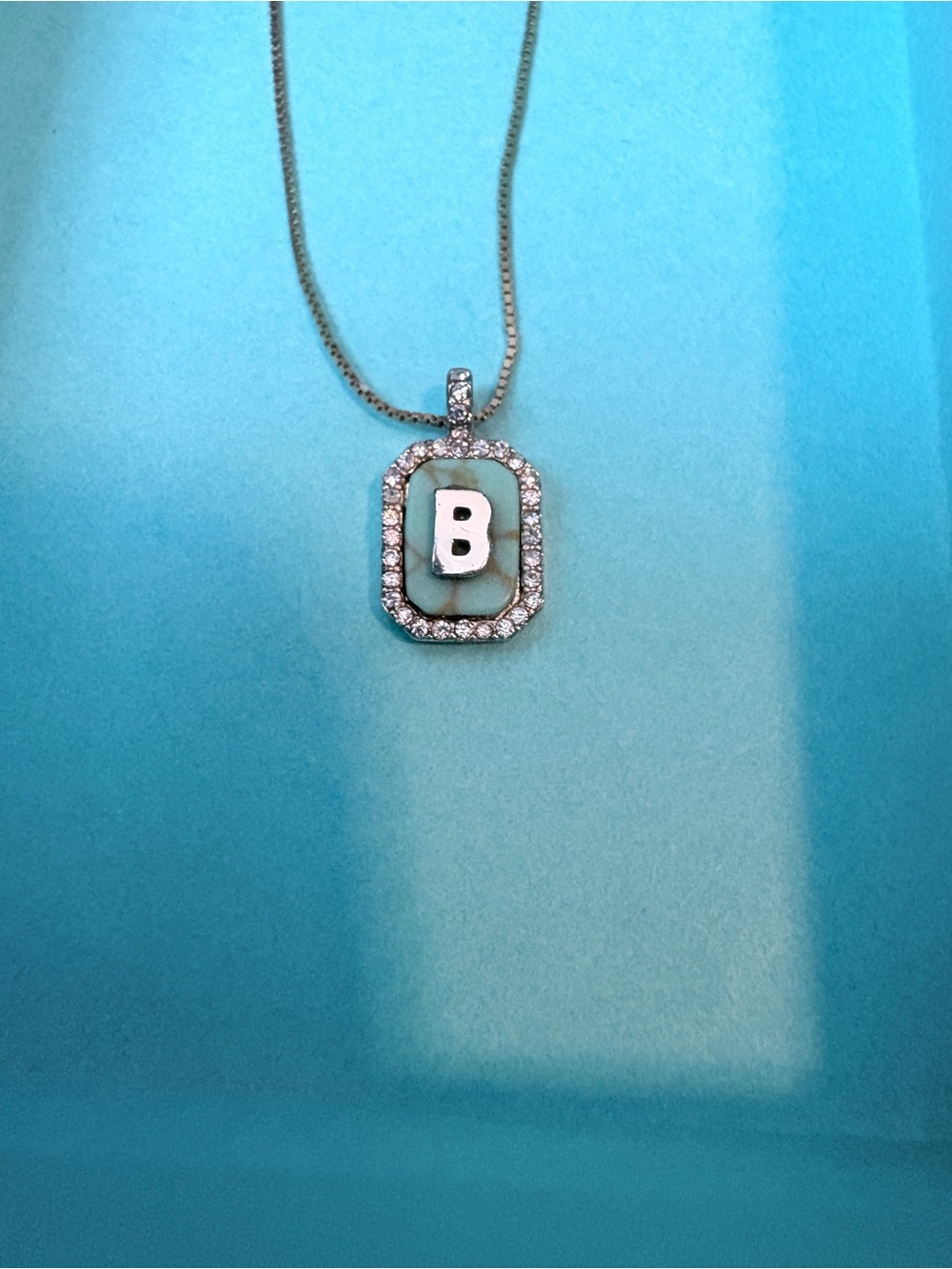BaubleBar Silver Pavé 'B' Initial Pendant Necklace